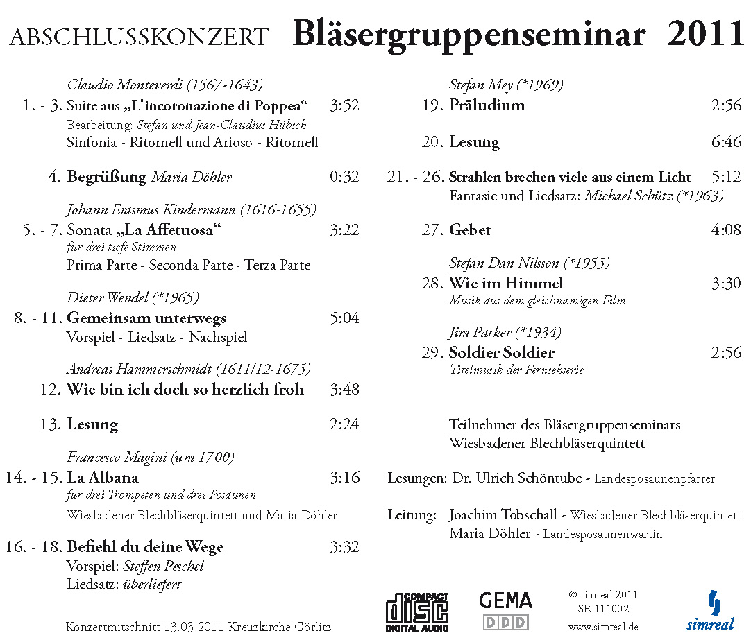 Bläsergruppenseminar 2011 (CD-Audio) – Bild 2