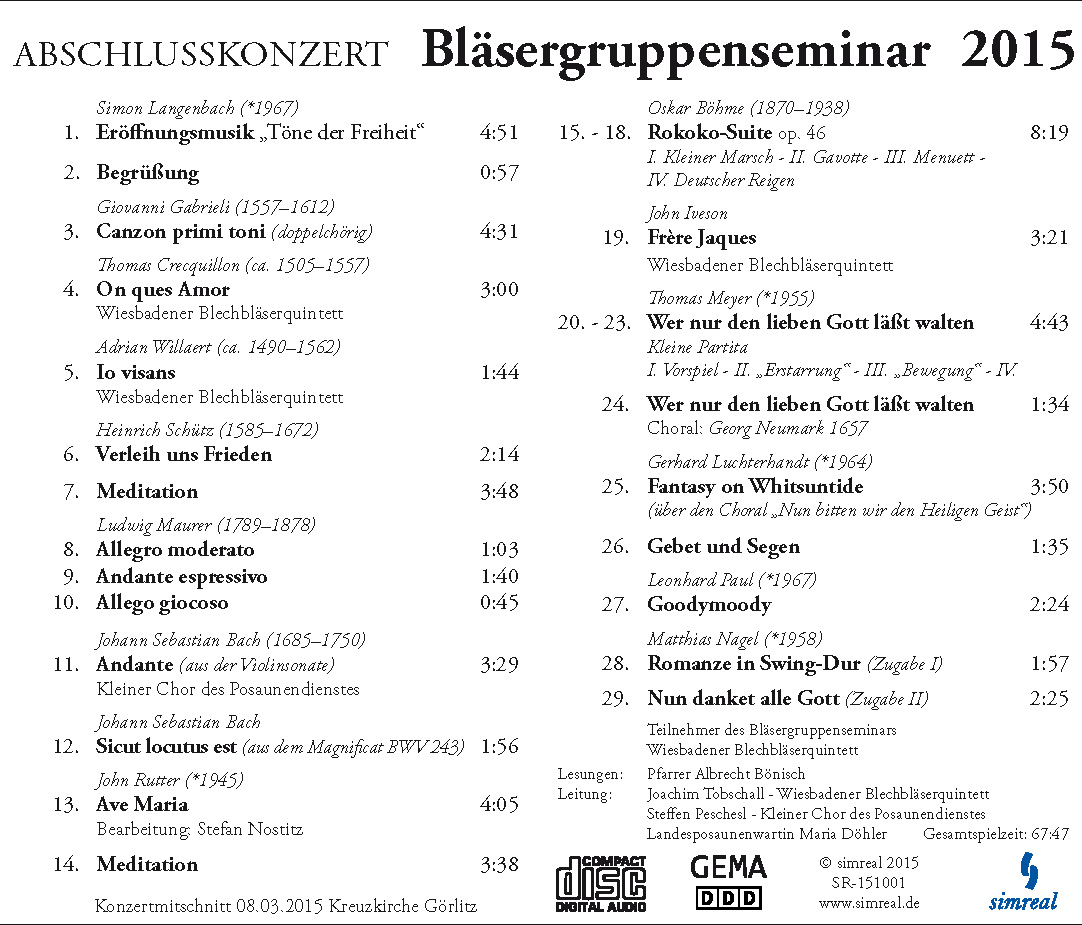Bläsergruppenseminar 2015 (CD-Audio) – Bild 2